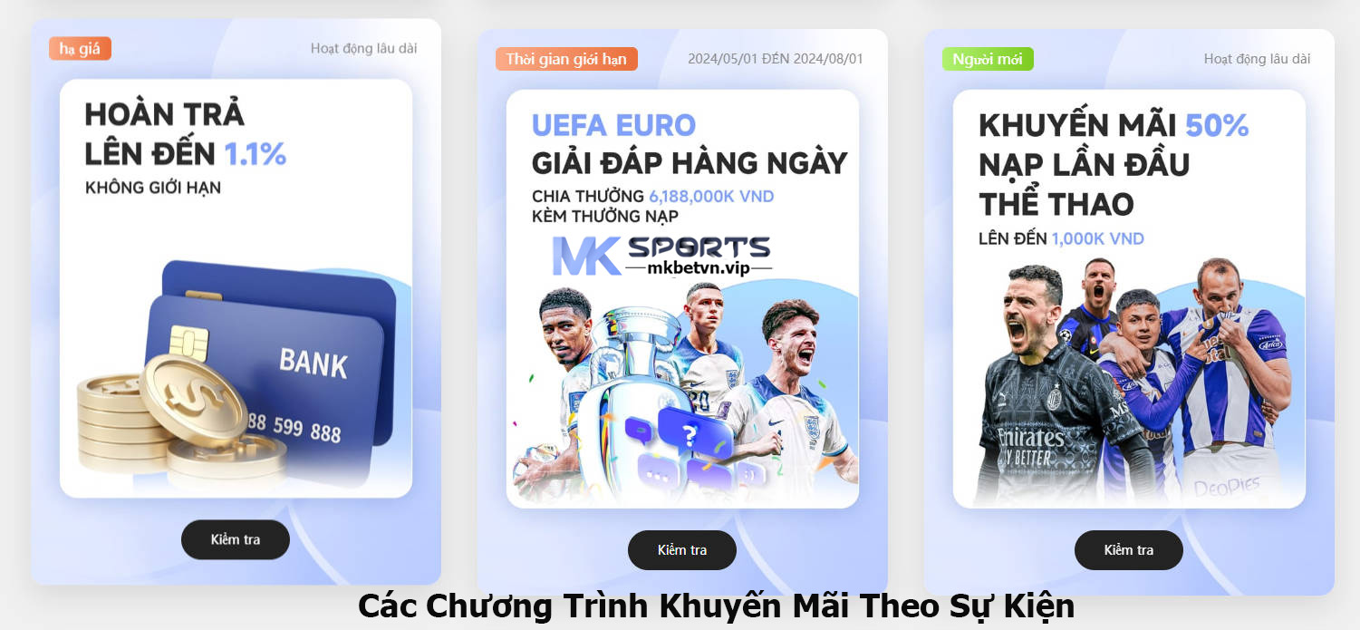 Các Chương Trình Khuyến Mãi Theo Sự Kiện MK BET